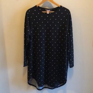 Black and white polka dot long sleeve tunic